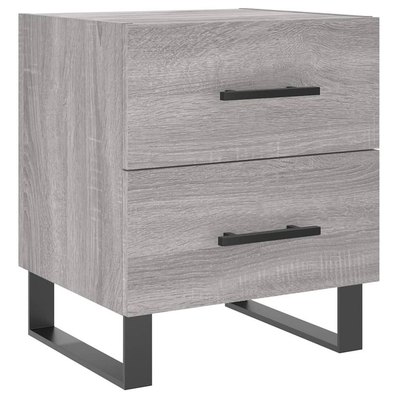 Foto van The living store nachtkastje - grijs sonoma eiken - 40 x 35 x 47.5 cm - met lades