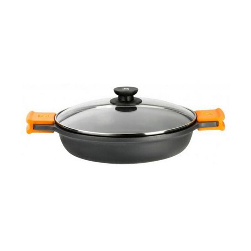 Foto van Kookpot bra a270532 (32 cm) zwart zwart/oranje metaal aluminium gehard aluminium gegoten aluminium ø 32 cm