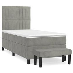 Foto van The living store bed - the living store - boxspringbed - 203 x 90 x 118/128 cm - lichtgrijs