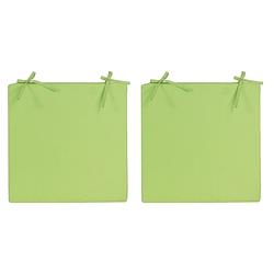 Foto van 2x stoelkussens voor binnen en buiten in de kleur groen 40 x 40 cm tuinkussens voor buitenstoelen. - sierkussens