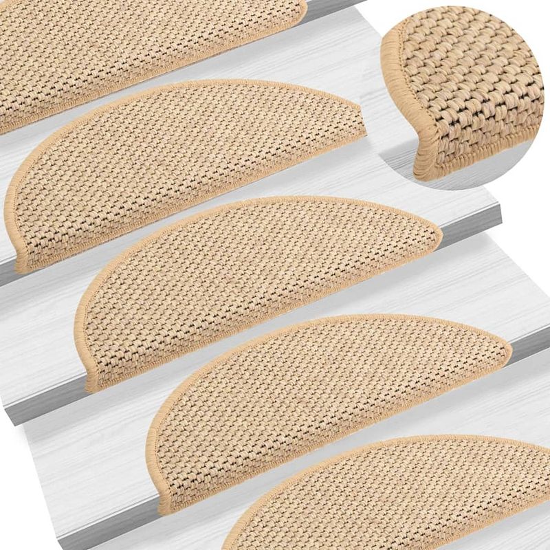 Foto van Vidaxl trapmatten zelfklevend 15 st sisal-look 65x21x4 cm lichtbeige