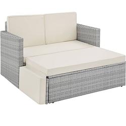 Foto van Tectake - loungesofa - wicker tuinstoel - corfu - kleur lichtgrijs - 403687