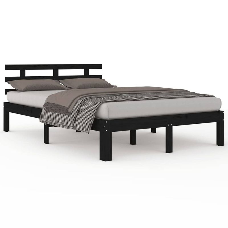 Foto van Vidaxl bedframe massief hout zwart 140x200 cm