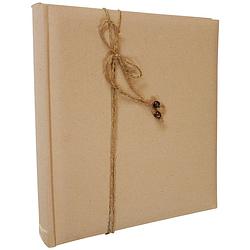Foto van Gastenboek/receptieboek linnen - bruiloft - naturel/beige - 24 x 25 cm - gastenboeken