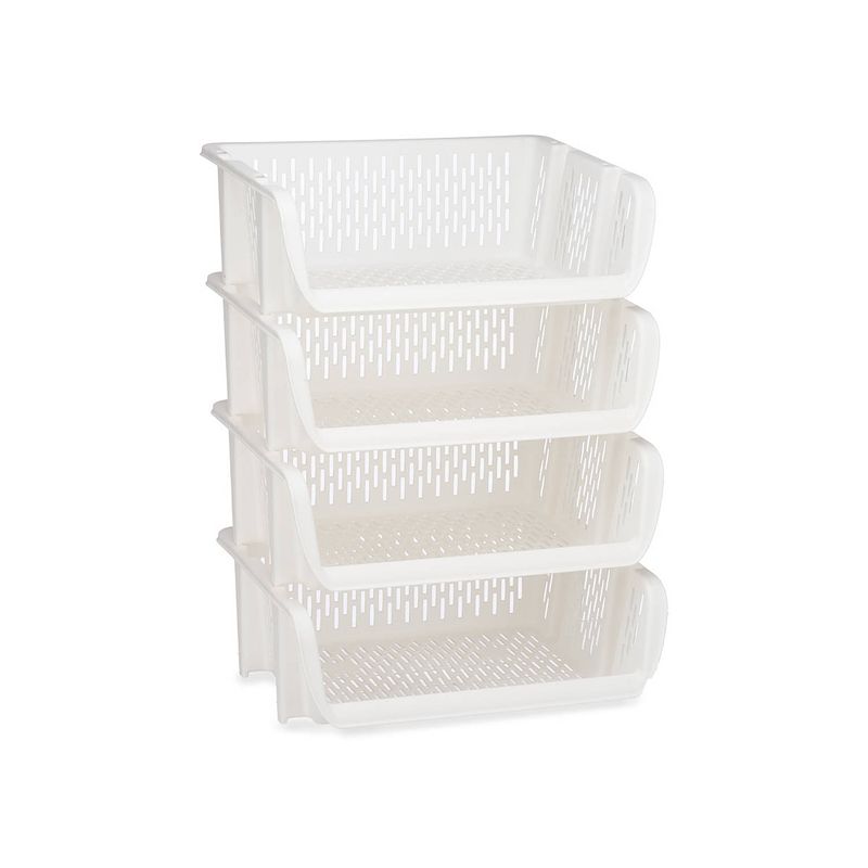 Foto van Pakket van 4x opberg kratten/rekken/organizers wit 39 x 30 x 13 cm - opbergmanden