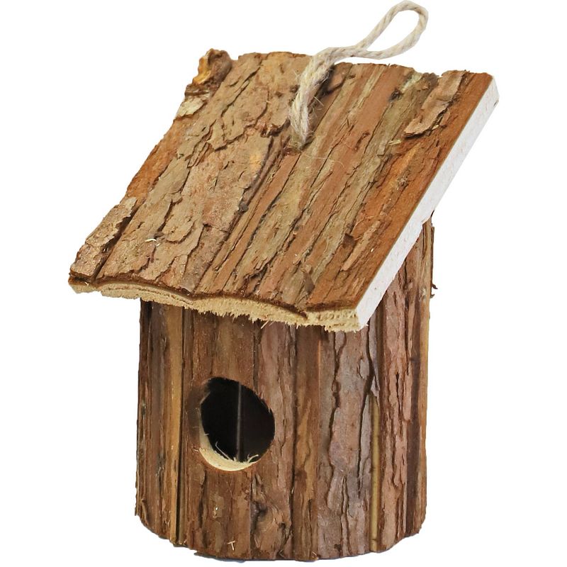 Foto van Nestkast/vogelhuisje hout rond naturel bruin 10 x 11 x 16 cm - vogelhuisjes