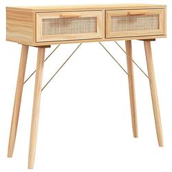 Foto van The living store wandtafel scandinavische stijl - 80 x 30 x 75 cm - bruin - 2 lades - bewerkt hout