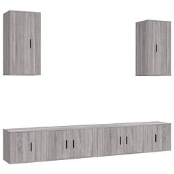 Foto van The living store tv-meubelset - grijs sonoma eiken - 2x 80x34.5x40cm - 2x 40x34.5x40cm - 2x 40x34.5x80cm