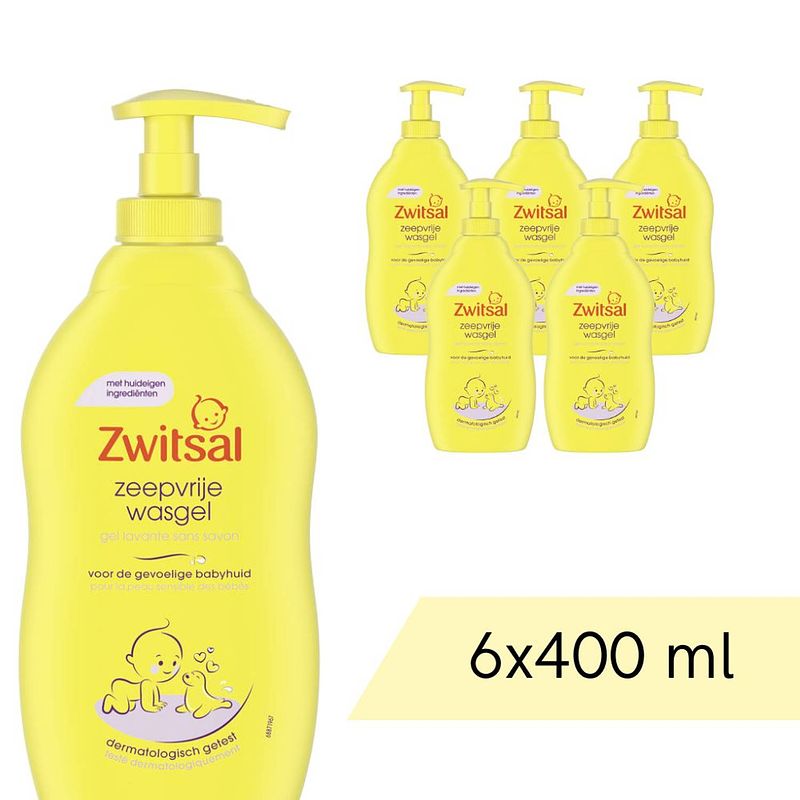 Foto van Voordeelverpakking: 6x zwitsal wasgel - pompje - zeepvrij - 400 ml