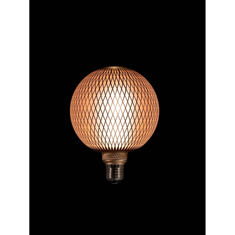 Foto van Led bulb grid pattern matt gold 125x170mm 4w-2200k / e27 fi