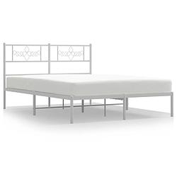 Foto van Vidaxl bedframe met hoofdbord metaal wit 140x200 cm