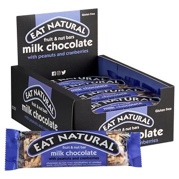 Foto van Eat natural fruit & nut bars melkchocolade met pinda'ss en cranberries 12 x 45g bij jumbo