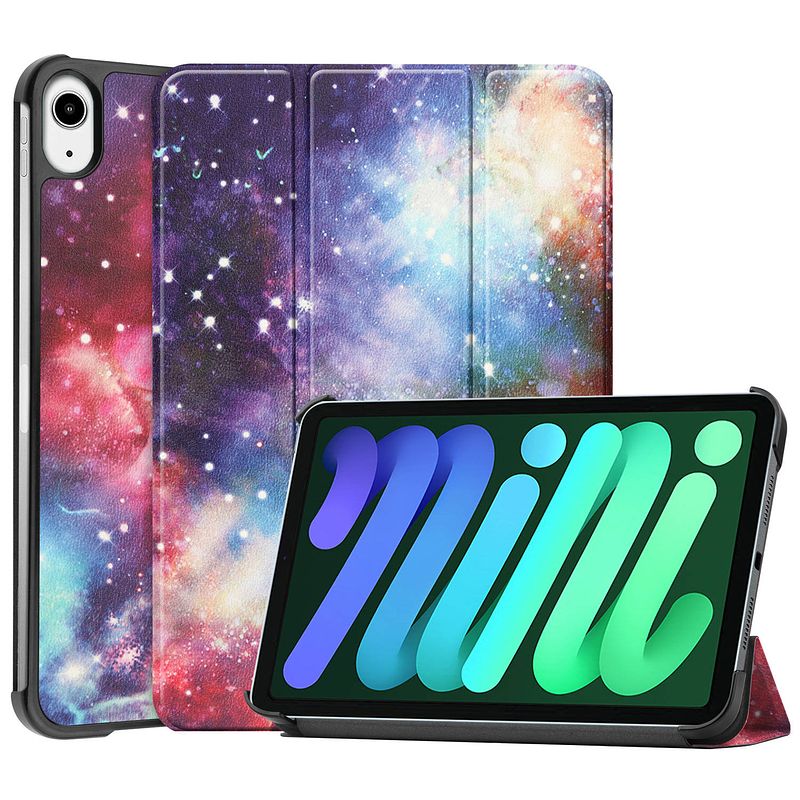 Foto van Basey ipad mini 6 hoesje kunstleer hoes case cover ipad mini 6-galaxy