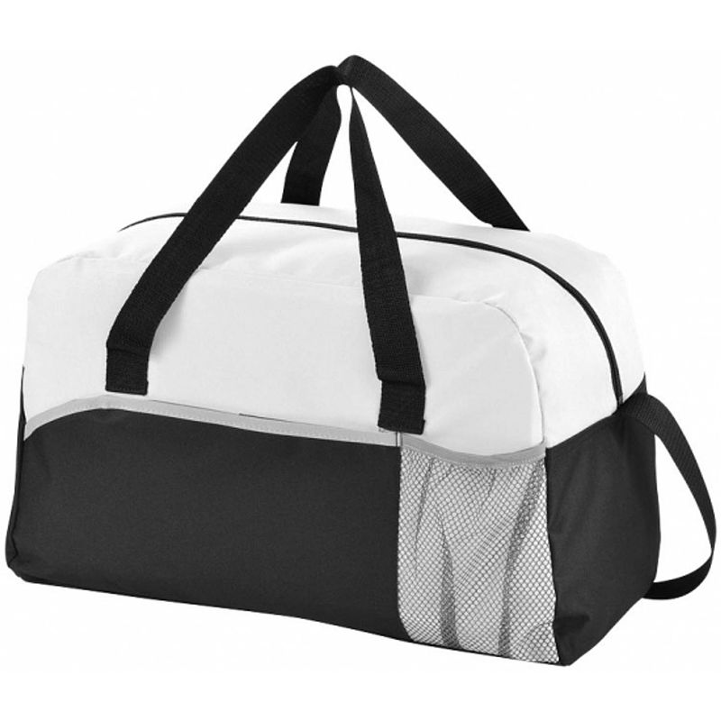 Foto van Duffel reistas/weekendtas zwart/wit 43 cm - sporttassen