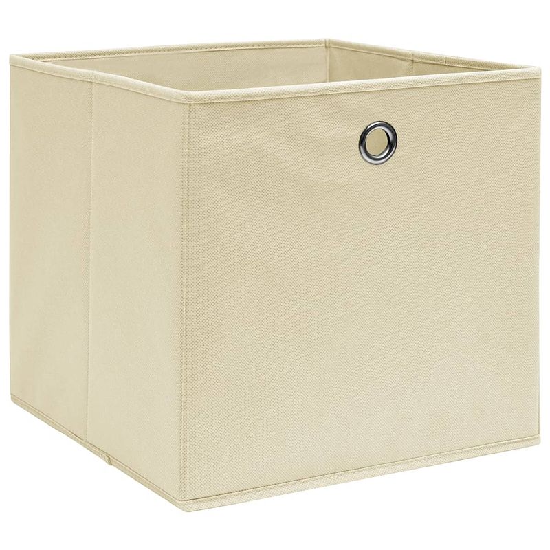 Foto van The living store opbergboxen - set van 10 - 32x32x32cm - inklapbaar - crème - nonwoven stof