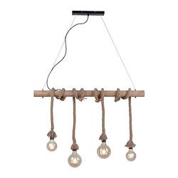 Foto van Lamponline hanglamp rope 4 lichts l 100 cm bruin-zwart