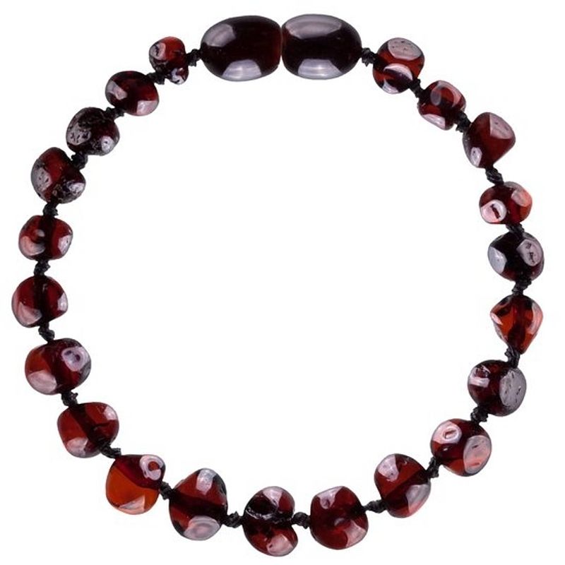 Foto van Wild sun barnsteen armband volwassene - amber enkelbandje kind - baltische barnsteen - 19 cm - cherry