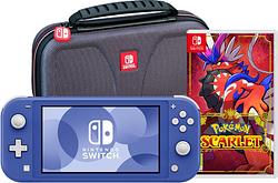 Foto van Nintendo switch lite blauw + pokémon scarlet + bigben beschermtas