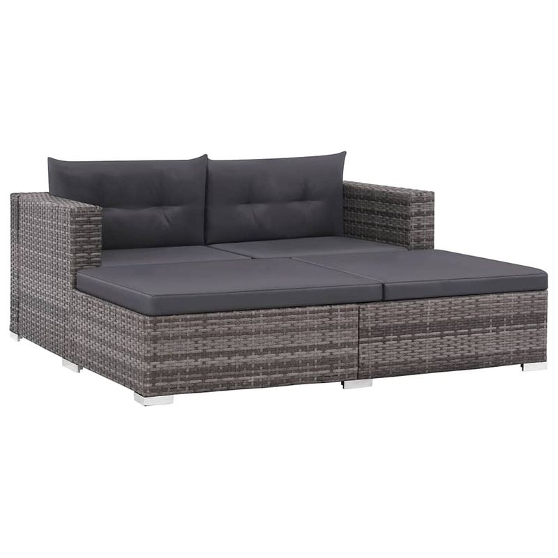 Foto van Vidaxl 3-delige loungeset met kussens poly rattan grijs