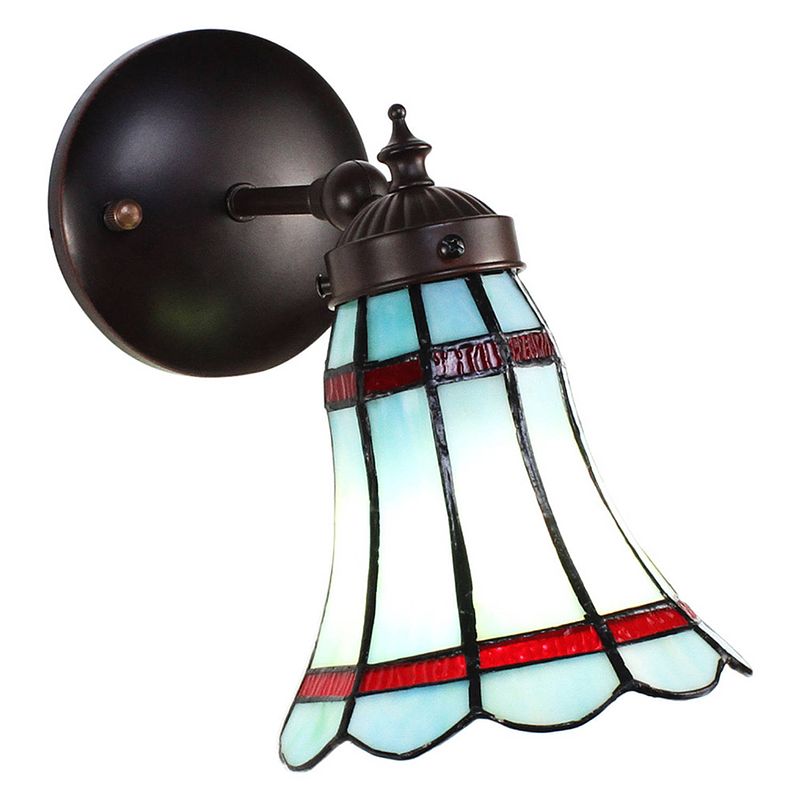 Foto van Haes deco - wandlamp tiffany blauw, rood 17x12x23 cm e14/max 1x40w