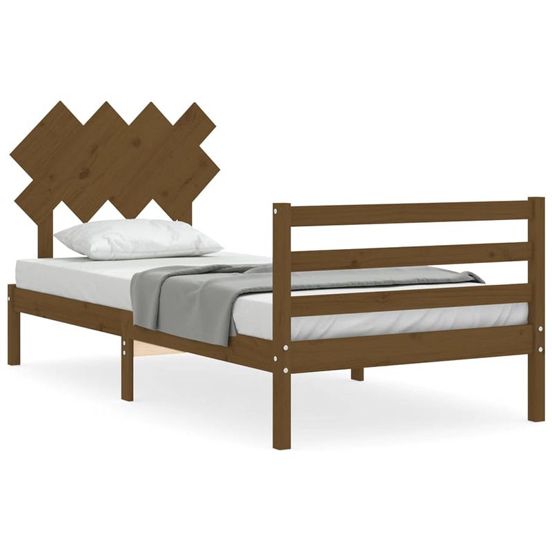 Foto van The living store bedframe - massief grenenhout - 205.5 x 105.5 x 81 cm - honingbruin