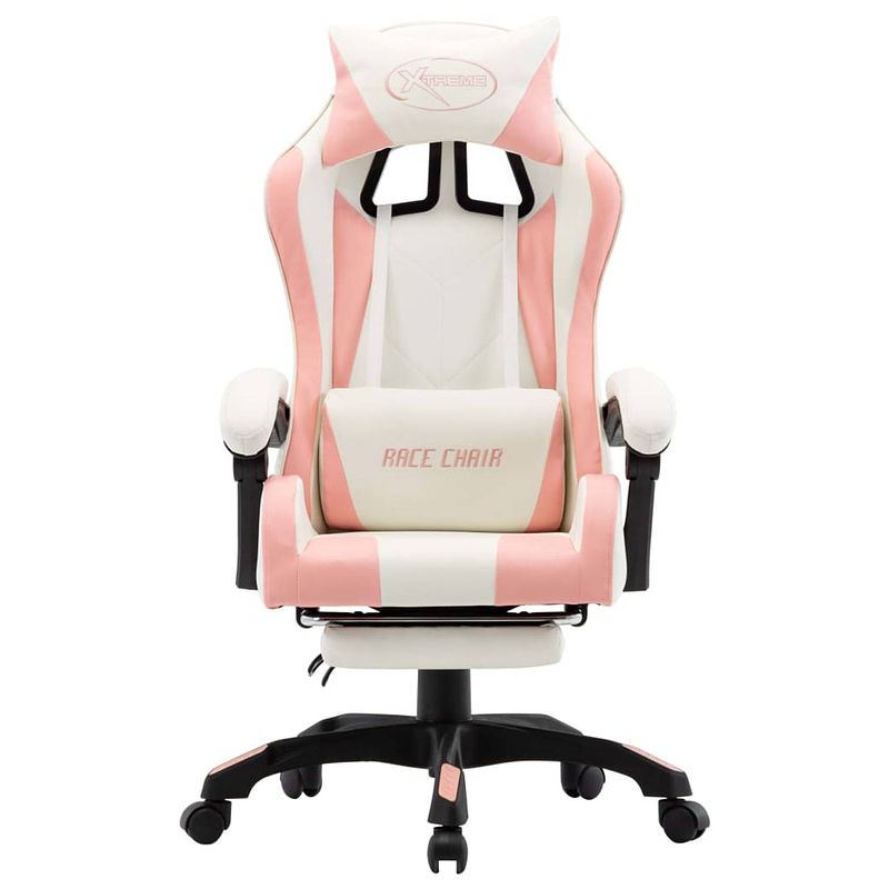 Foto van The living store racestoel gaming bureaustoel - 64x65 cm - roze/wit