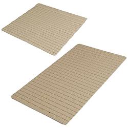 Foto van Urban living douche/badkamer anti-slip matten set - 2x stuks - rubber - beige - badmatjes