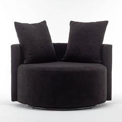 Foto van Fauteuil loveseat teddy zwart draaibare fauteuil