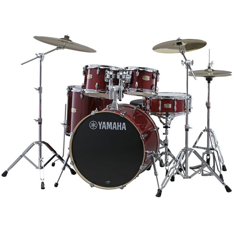 Foto van Yamaha stage custom birch cranberry red 5d. fusion drumstel inclusief hardware