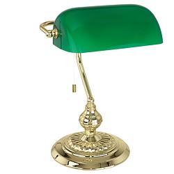 Foto van Eglo banker - bureaulamp - tafellamp - e27 - 39 cm - geelkoper/groen