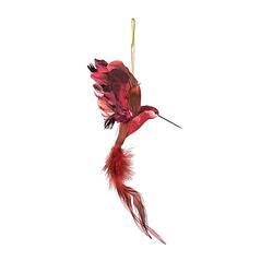Foto van 3x stuks kunststof kersthangers kolibrie rood 18 cm kerstornamenten - kersthangers