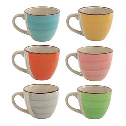 Foto van Orange85 espresso kopjes - koffie - set van 6 - meerdere kleuren - 100 ml - aardewerk