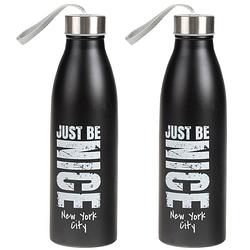 Foto van 2x sport bidon drinkfles/waterfles new york city print zwart 750 ml - drinkflessen