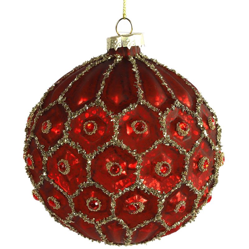 Foto van Tom kerstbal sylva 10 cm glas rood