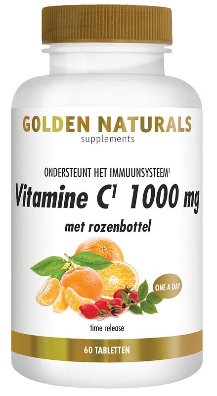 Foto van Golden naturals vitamine c 1000mg met rozenbottel tabletten