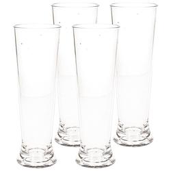 Foto van 4x stuks onbreekbaar bierglas op voet transparant kunststof 30 cl/300 ml - bierglazen