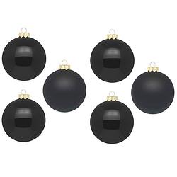 Foto van 6x zwarte glazen kerstballen 10 cm glans en mat - kerstbal