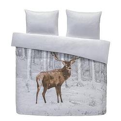 Foto van Dekbedovertrek winter flanel hert - off white - 240x200/220 cm - leen bakker