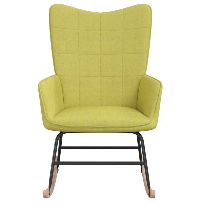 Foto van The living store schommelfauteuil - groen - 61 x 78 x 98 cm - stof/rubberwood/staal - montage vereist