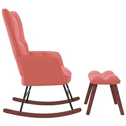 Foto van Infiori schommelstoel met voetenbank fluweel roze