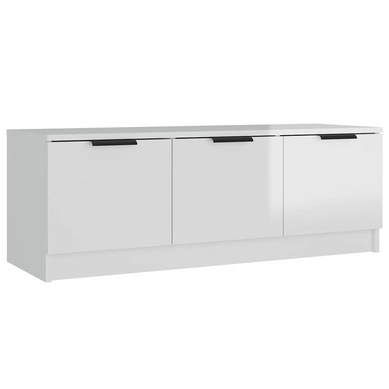 Foto van The living store tv-meubel classic wood - hoogglans wit - 102 x 35 x 36.5 cm