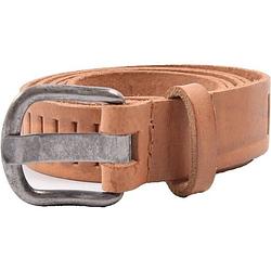 Foto van Riem - riemen - streepjes - donker blond - 3 cm - unisex - 100% leren - leder - riem maat 105