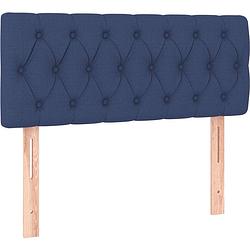 Foto van The living store boxspringbed - blauw - 193 x 93 x 78/88 cm - pocketvering matras - middelharde ondersteuning -