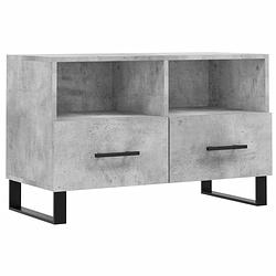 Foto van The living store tv-meubel betongrijs - 80x36x50 cm - bewerkt hout en ijzer