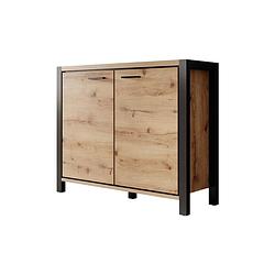 Foto van Meubella dressoir acapulco - eiken - zwart - 112 cm