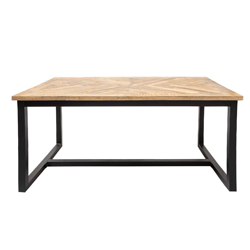 Foto van Clayre & eef eettafel 160x90x76 cm bruin zwart hout ijzer tafel eetkamertafel keukentafel bruin tafel eetkamertafel