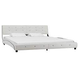 Foto van The living store bedframe - klassiek wit - ijzer en hout - 223 x 185 x 69.5 cm - inclusief matras