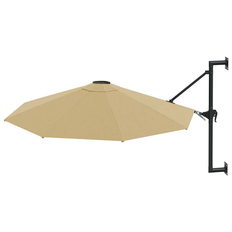 Foto van The living store muurparasol 300 x 131 cm - taupe - uv-beschermend polyester - zwengelsysteem - 8 baleinen