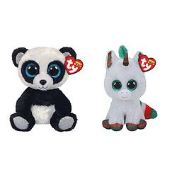 Foto van Ty - knuffel - beanie boo's - bamboo panda & christmas unicorn