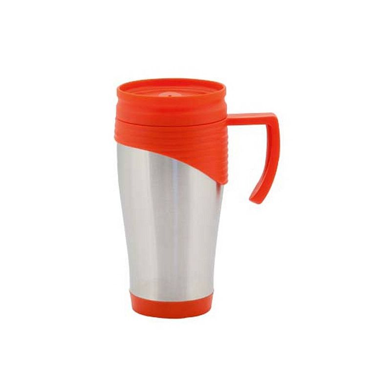 Foto van Rvs thermosbeker/warm houd beker rood 400 ml - thermosbeker